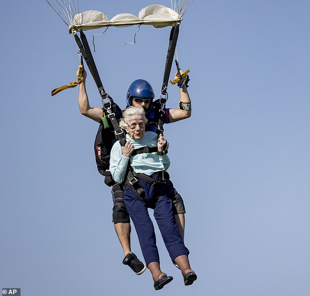 She took her first skydive four years ago after turning a century simply because 'it sounded interesting'