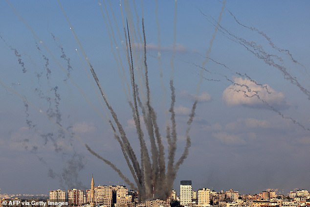 A volley of rockets were fired by Palestinian militants from Gaza into Israel on Tuesday in the wake of Saturday's brutal terror attack by Hamas