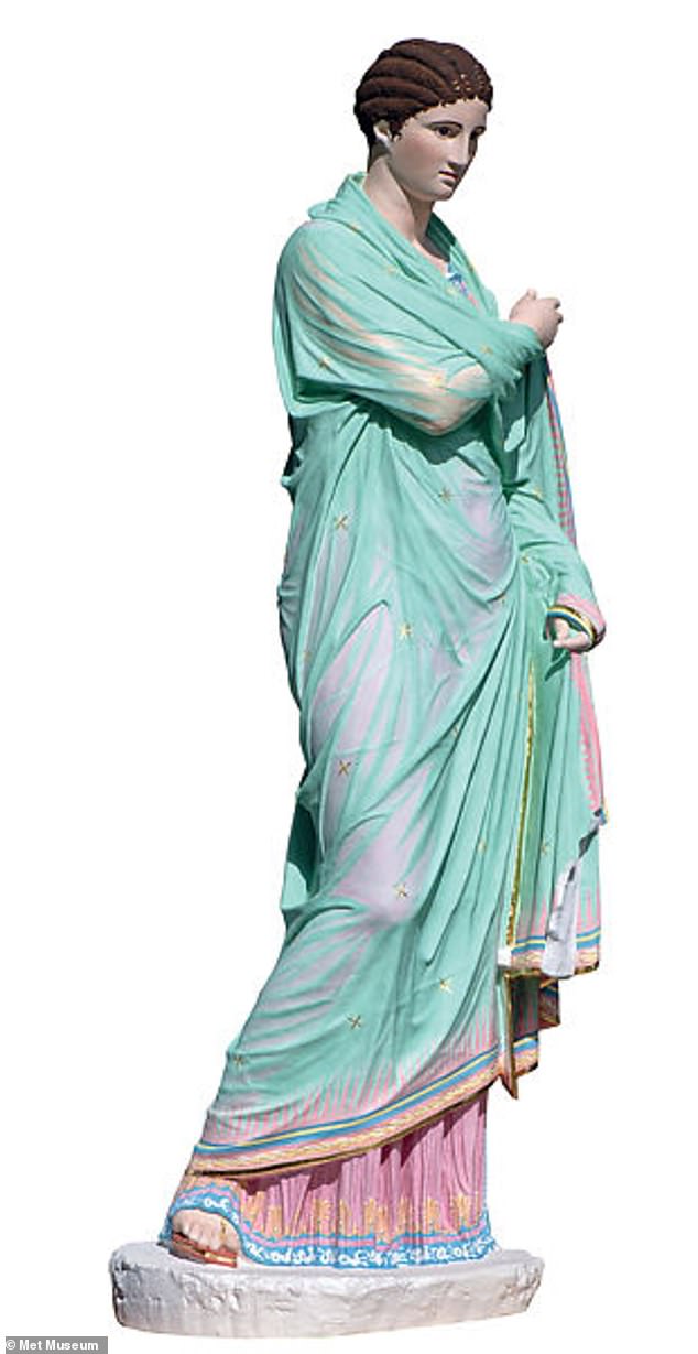 The robe of this statue from the Met Museum in New York is painted in the same Egyptian blue color found on the Pantheon sculptures