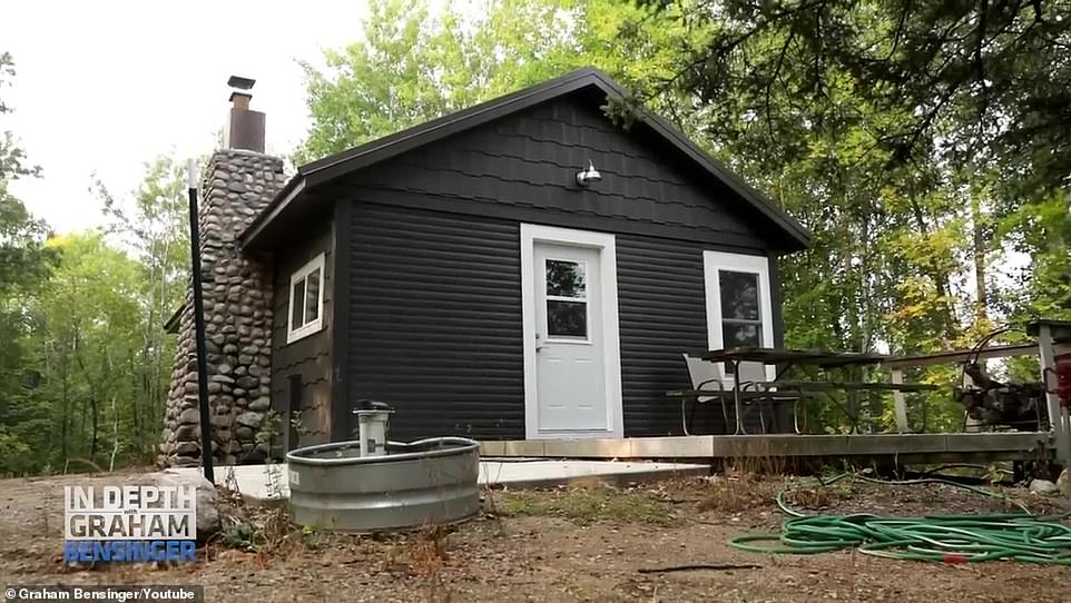 Lavish cabin: He also gave Bensinger a tour of the first cabin he purchased 15 years ago and rebuilt over the years