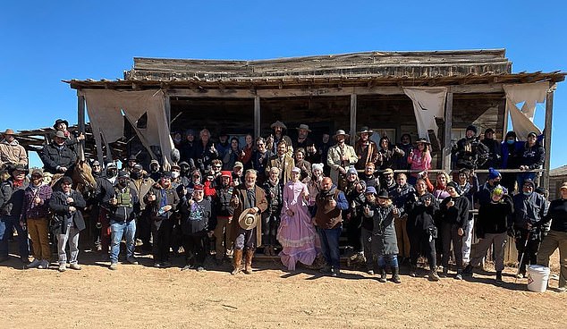 The cast and crew of Rust before the fatal shooting in 2021