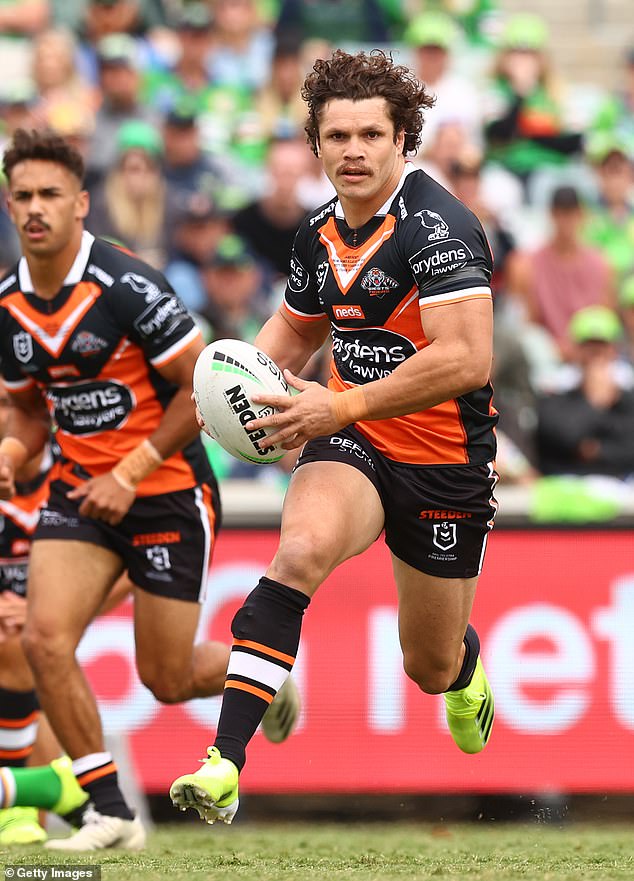 Roberts played for the Tigers (pictured), Rabbitohs, Penrith, Brisbane and Gold Coast during his 168-game NRL career