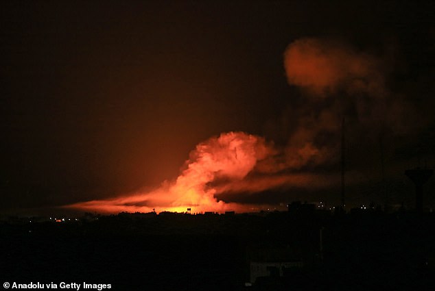 Smoke rises from an Israeli airstrike in Gaza on Wednesday morning.  More than 150 Israelis were taken hostage after Hamas' surprise attack on Saturday