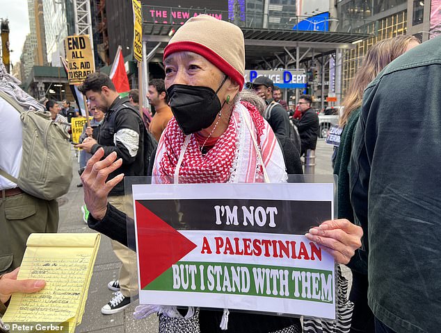 There was a heavy police presence in New York's Time Square today - as pro-Palestinian protesters took to the streets of Midtown after Hamas launched surprise attacks on Israel.