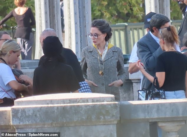 First look: The Oscar winner, 48, looked focused on portraying legendary opera singer Maria Callas as she filmed several extras-heavy scenes while changing into a multitude of outfits