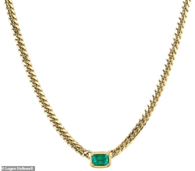 The stunning 14-carat solid gold cap from the Los Angeles-based jewelry brand was matched with a Colombian Emerald-centered bezel set (pictured)