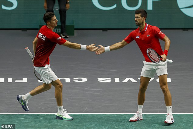 Djokovic (right) will lead Serbia into Davis Cup quarter-final against a tough British team