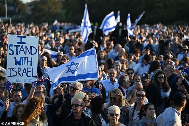 The vigil came on the same day as it was discovered that around 40 children were killed, some of them beheaded, when Hamas terrorists attacked a kibbutz in southern Israel.