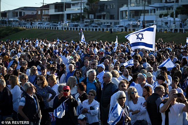 Israeli flags were displayed at the moving ceremony