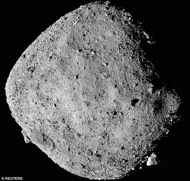 Currently orbiting the sun 50 million miles (81 million kilometers) from Earth, Bennu is about a third of a mile (half a kilometer) across, about the size of the Empire State Building
