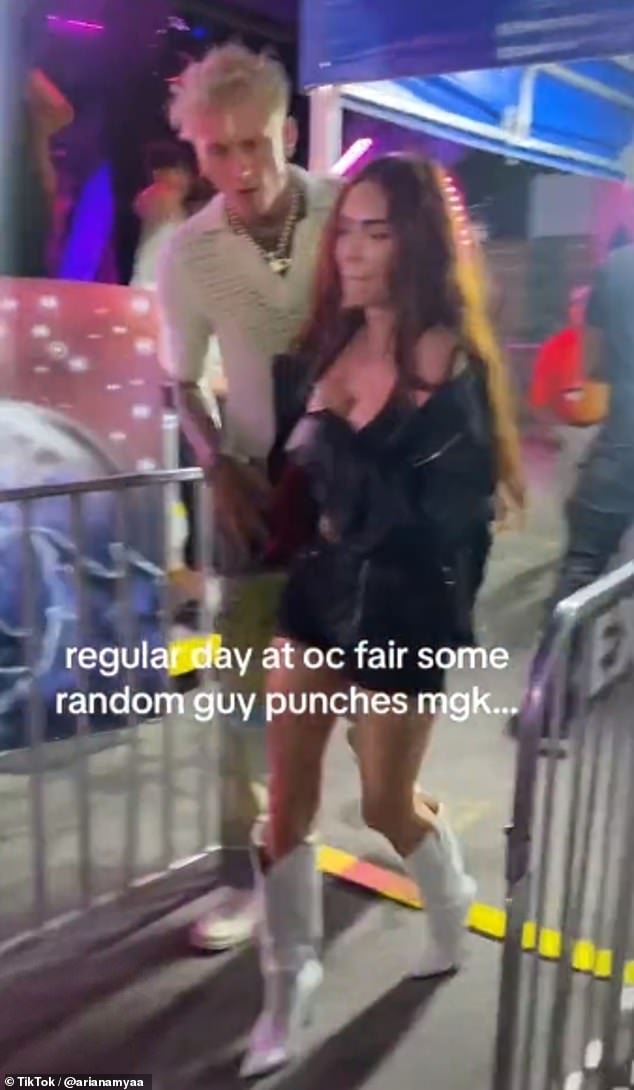 Fight Club: In July there was an incident at the Orange County Fair where a guy aggressively approached MGK and his girlfriend, Megan Fox.  During the altercation with MGK's security team, Megan was pushed into a barricade