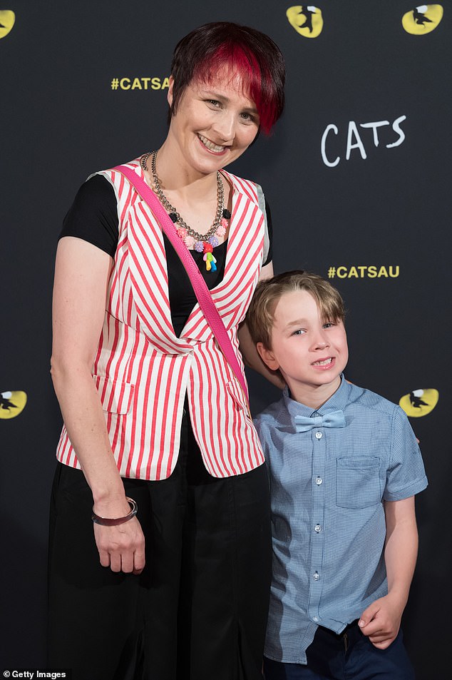 Wilson was born in New Zealand and moved to Melbourne in 2003, where she met her husband in a bar in the suburb of Northcote.  Pictured: Wilson with her son Digby in 2015