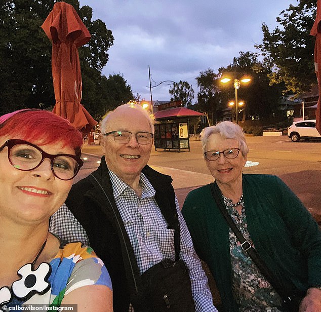 The New Zealand-born TV personality was surrounded by family at Sydney's Royal Prince Alfred Hospital.  She is survived by her husband Chris and son Digby.  Pictured: Cal and her parents