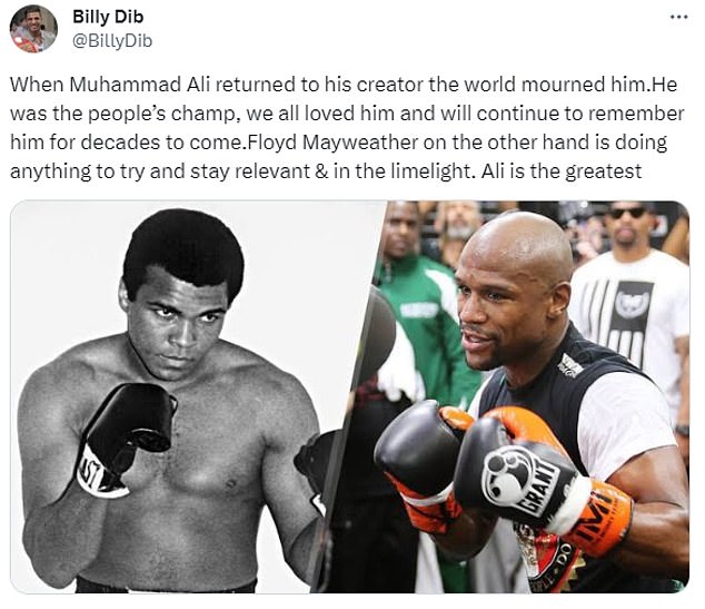 Dib, a former champion, hit out at Mayweather and said Muhammad Ali is the greatest