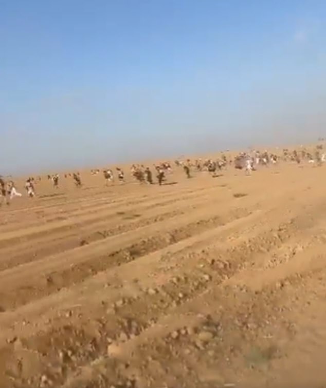 The Israeli rescue service Zaka said at least 260 bodies had been removed from the festival site.  In the photo: Partygoers flee the festival scene on Saturday