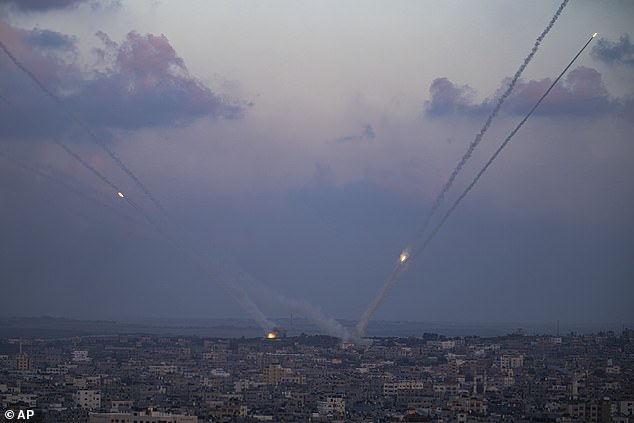 Rockets are fired from the Gaza Strip into Israel on Wednesday.  Israel launched intense airstrikes in Gaza after the territory's militant rulers launched an unprecedented attack on Israel on Saturday, killing and capturing more than 1,000 people