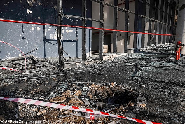 The remains of a supermarket in Ashkelon that was hit by Hamas rocket attacks on Wednesday afternoon