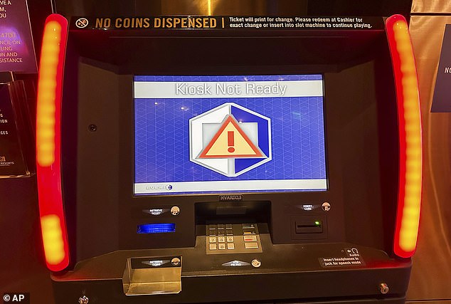 Kiosks like this one at the Aria Resort and Casino were knocked out after MGM Resorts International suffered a cyber security attack last month