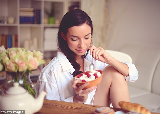 As a teenager eager to lose weight, Claudia ate boxes of yogurt-like curds, which contained just 99 calories (stock image)