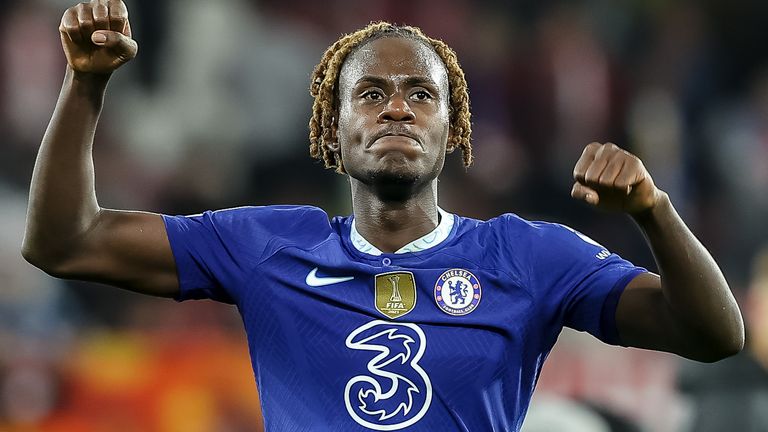 SALZBURG, AUSTRIA - OCTOBER 25: Trevoh Chalobah of Chelsea FC celebrates after the UEFA Champions League Group E match between FC Salzburg and Chelsea FC at Football Arena Salzburg on October 25, 2022 in Salzburg, Austria .  (Photo by Roland Krivec/DeFodi Images via Getty Images)