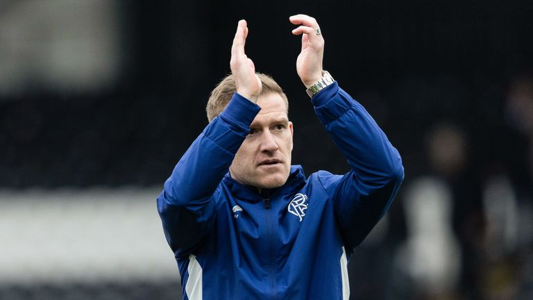 PAISLEY, SCOTLAND - OCTOBER 08: Rangers caretaker manager Steven Davis celebrates at full time during a Cinch Premiership match between St Mirren and Rangers at SMiSA Stadium on October 08, 2023 in Paisley, Scotland.  (Photo by Craig Foy/SNS Group)