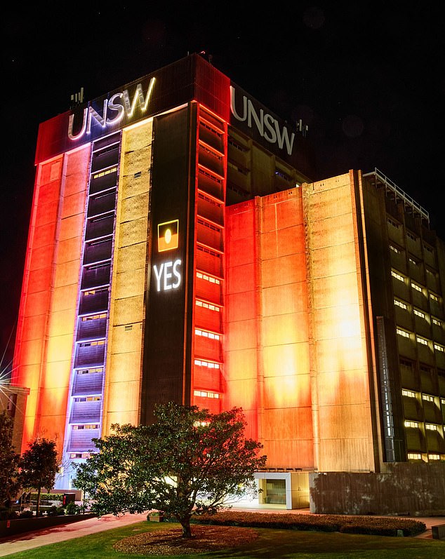 In August, UNSW lit up a library building in the colors of the Aboriginal flag and called for a Yes vote for the Voice referendum