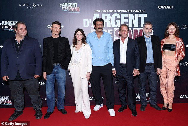 Cast: Olga poses next to her colleagues, (L-R) David Ayala, Niels Schneider, Judith Chemla, Ramzi Bedia, Vincent Lindon, Xavier Giannoli