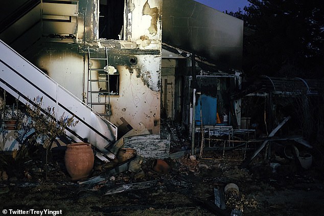 Yingst tweeted photos of the destroyed houses inside the kibbutz