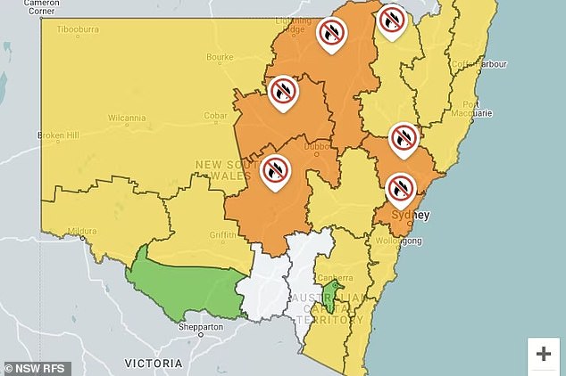 Extreme fire danger warnings and total fire bans have been issued for greater Sydney, the Hunter Valley, north-west New South Wales and the lower and upper central west of the state.