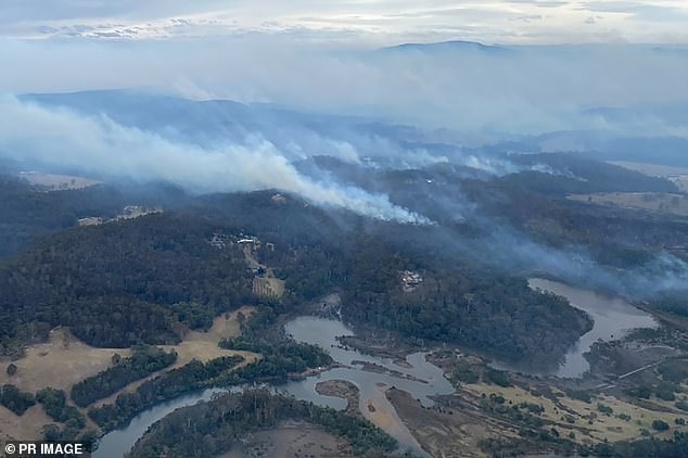 The Coolagolite fire near Bermagui on the NSW south coast, which started on Tuesday, has destroyed two houses and spread to 7,380 hectares.