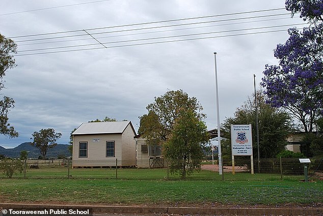 Six schools across NSW were closed on Thursday due to extreme fire risks in their local communities.  Pictured: Tooraweenah Public School, one of the closed schools