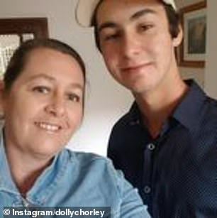 Dolly Evans (left) still turns on the porch light for her son (right) every night