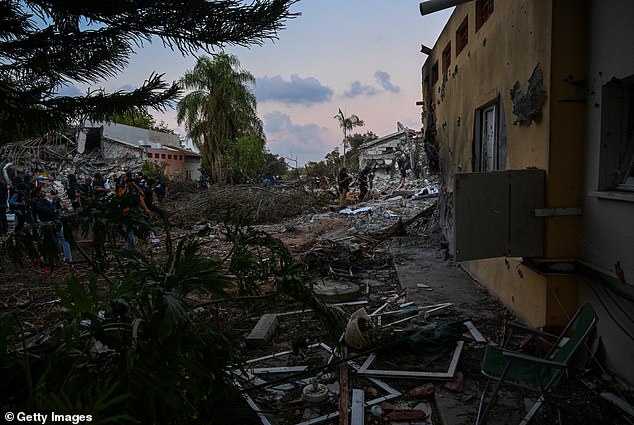 Houses are in ruins in southern Israel after Hamas militants shot and killed civilians in houses near the border with Gaza days earlier.