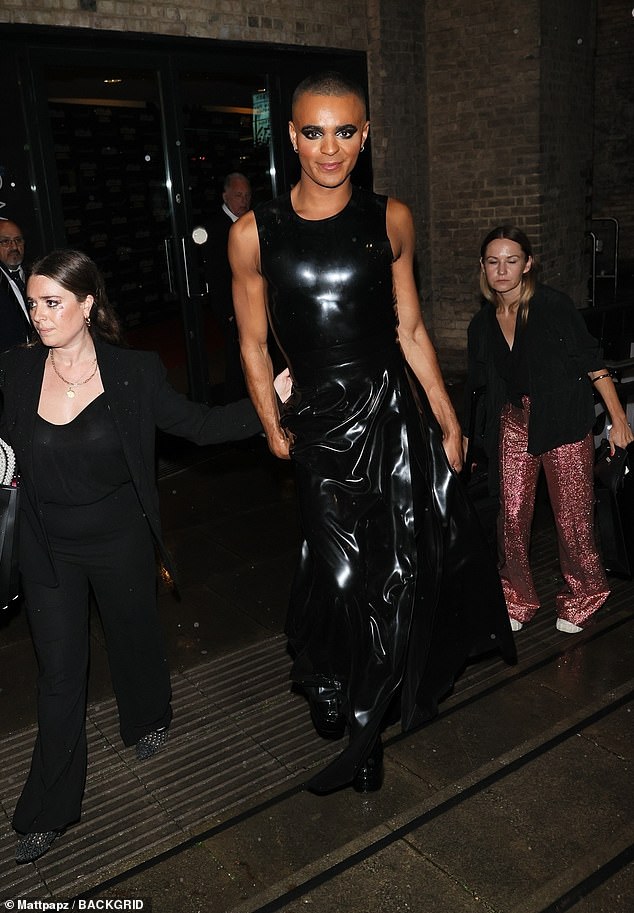 High shine: Leighton Williams took a break from Strictly to slip into some sexy PVC