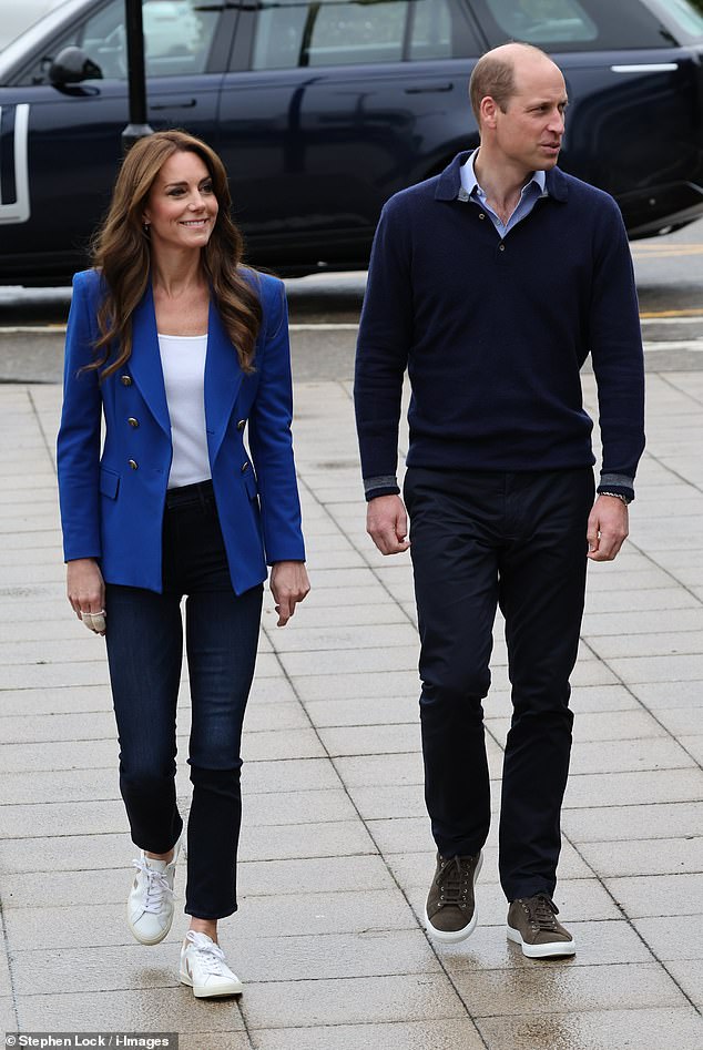 Princess Kate stunned in a smart casual royal blue look as William caught up with Mary as they headed to the sports center