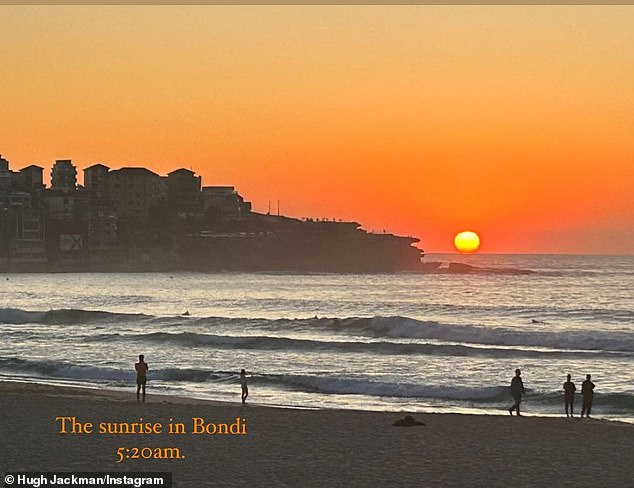 The Hollywood star, 54, shared the poignant moment on her Instagram on Thursday, revealing a picturesque sunrise at Sydney's Bondi Beach.