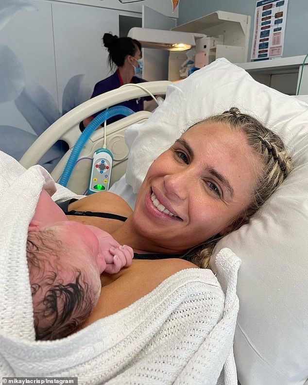 The couple shared the sweet news on Instagram on Thursday evening in a joint post alongside a gallery of intimate family images.  In one image, Mikayla is seen beaming from ear to ear as she holds little Murphy in her hospital bed.