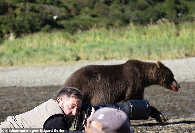 Luckily his friend was only a few feet away to capture the moment on his phone