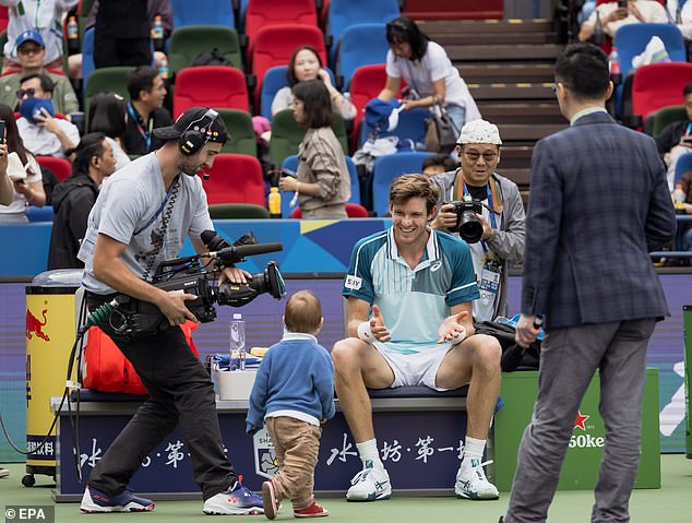 Juan ran onto the court after Jarry beat Diego Schwartzman 6-3, 5-7, 6-3 to book a place in the quarter-finals of the Shanghai Masters.