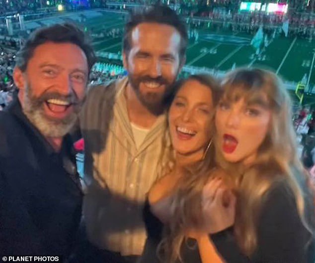 Hugh went to see the Kansas City Chiefs take on the New York Jets at MetLife Stadium with Ryan Reynolds, Blake Lively and Taylor Swift weeks after his split