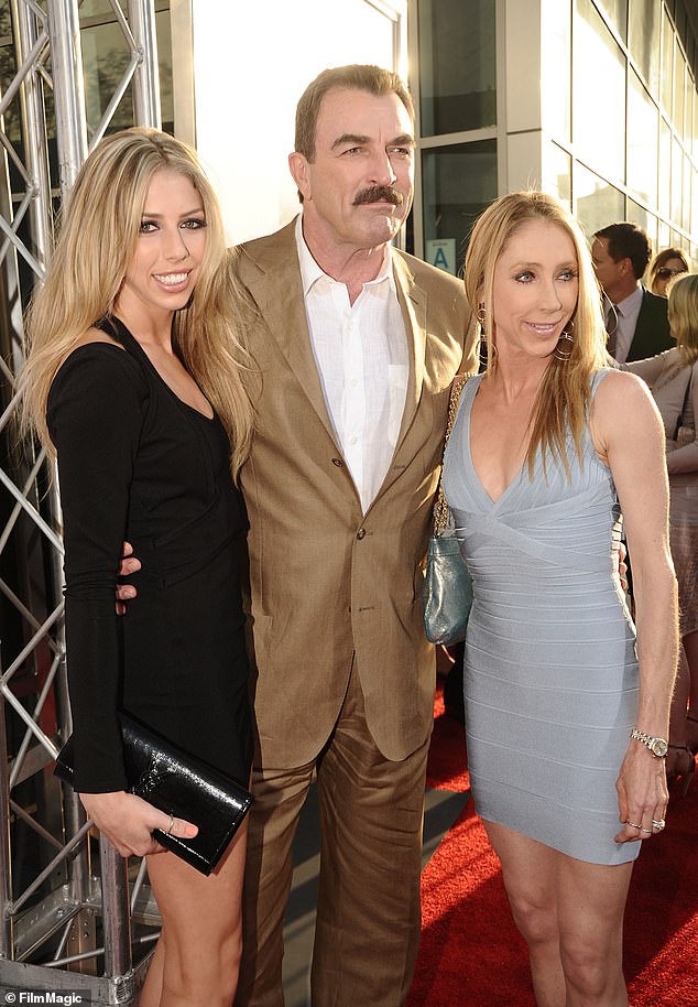 Selleck celebrated his 35th wedding anniversary last month with English-born actress Jillie Mack (right) 65, with whom he has one daughter, Hannah (pictured in 2010).