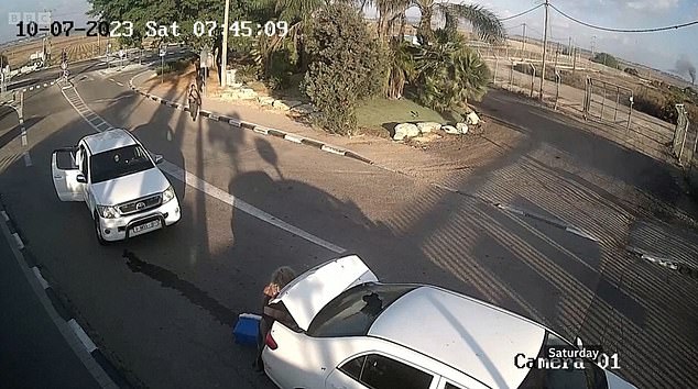 The back window of the car was broken, showing how bullets flew over the women's heads.