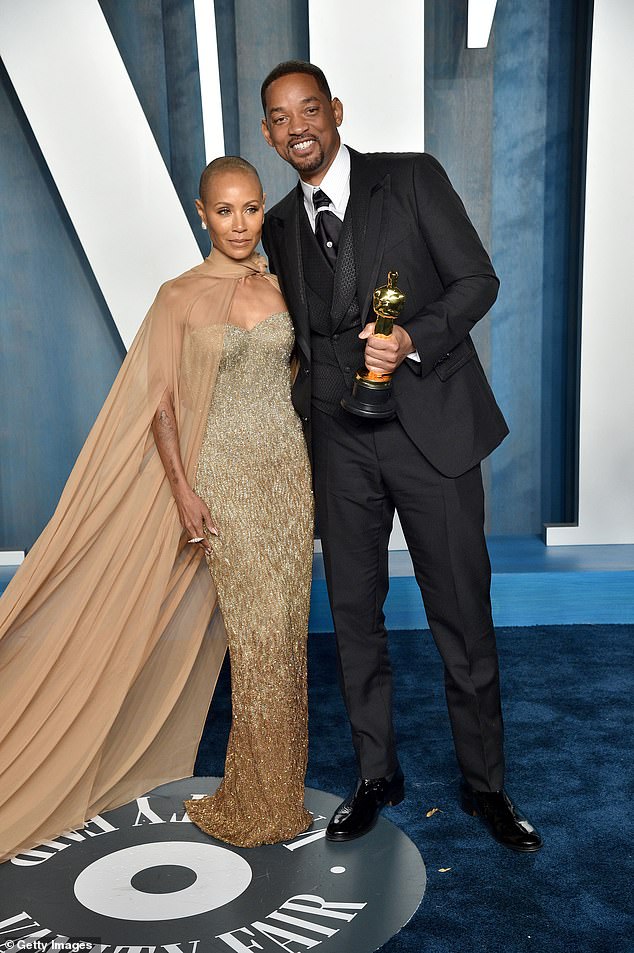 Friendship: The Matrix star, 52 ¿ who recently revealed she has been secretly separated from husband Will Smith for seven years ¿ said she has 'friendship' and 'love' with the rapper, but no physical chemistry;  Jada and Will pictured in 2022