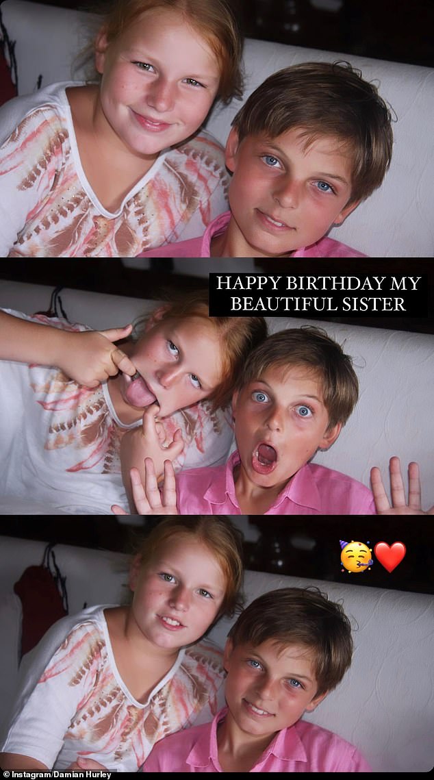 The model also shared a photo of the pair making faces at the camera and captioned it: 'Happy birthday to my beautiful sister'