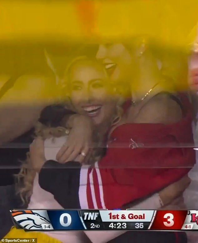 Place to be: Brittany's husband Patrick Mahomes and Taylor's boyfriend Travis Kelce, along with the rest of their teammates, played the Denver Broncos