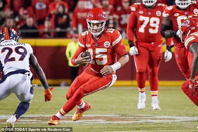 Patrick Mahomes totaled 306 passing yards and a passing touchdown on the night