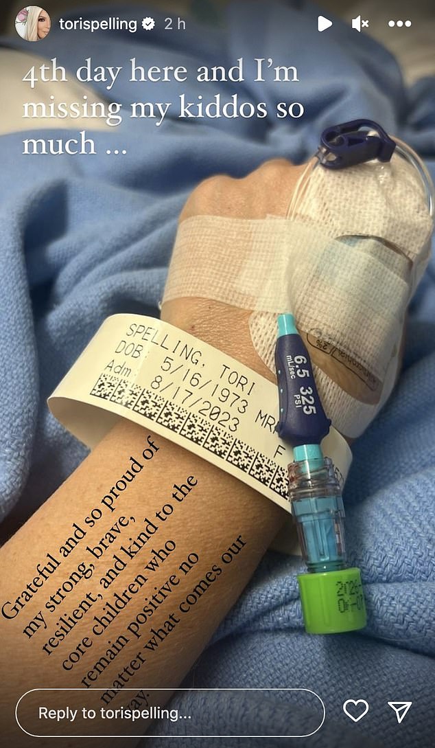 Last month, Tori also confirmed she was hospitalized, sharing a photo of her arm attached to an IV on her Instagram Stories, which she captioned: 