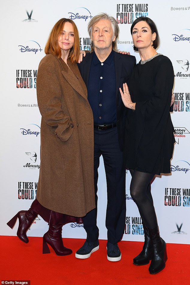 Dad: Stella (left) and Mary (right) pictured with Beatles legend father Paul in December 2022.