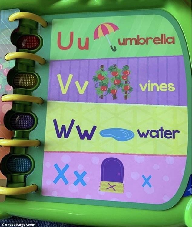 Duh!  A children's educational book couldn't think of anything starting with X.  Thinking quickly, they opted for a generic 'x marks the dot', which is not particularly conducive to teaching little ones to read