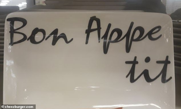 Brutal!  Unfortunately, this designer had little space to spell Bon Appetit all on one line - resulting in a slightly crude-sounding overhang